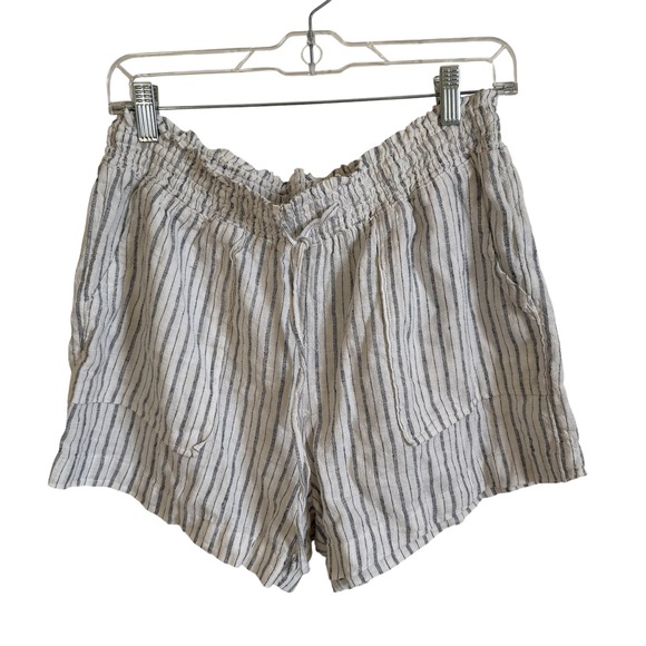 Time and Tru Linen Blend Shorts - Striped, Elastic Waist, Pull On - M - Picture 1 of 7